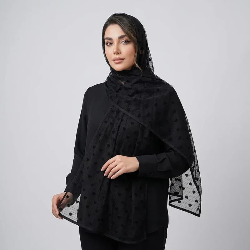 شال تور زنانه مدل توری مجلسی مهمانی قلب قلبی فانتزی